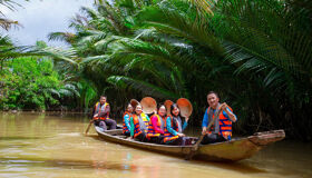 Ben Tre Rowing Boat along Coconut Forest